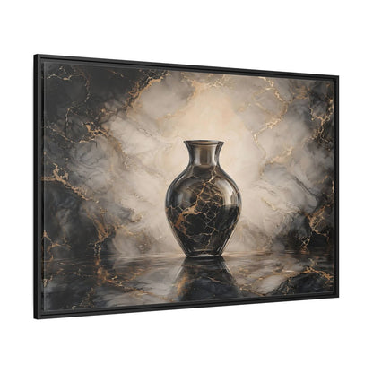 Side Mockup 12. Abstract Vase Black Gold Marble shown as stretched canvas wall art