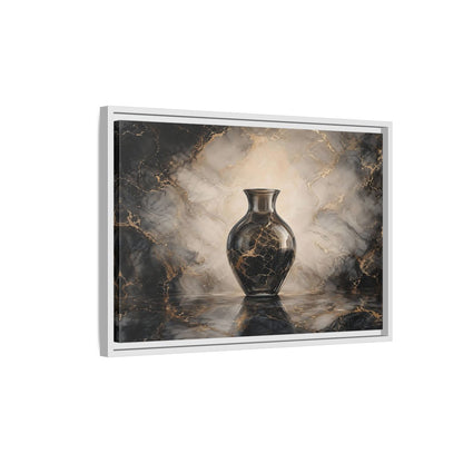 Side Mockup 1. Abstract Vase Black Gold Marble shown as stretched canvas wall art