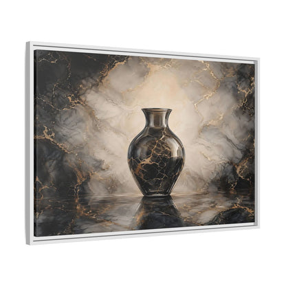 Side Mockup 9. Abstract Vase Black Gold Marble shown as stretched canvas wall art
