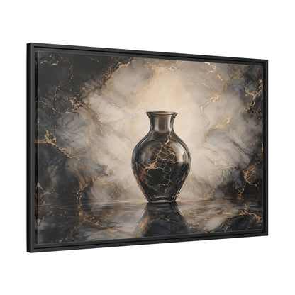 Side Mockup 13. Abstract Vase Black Gold Marble shown as stretched canvas wall art