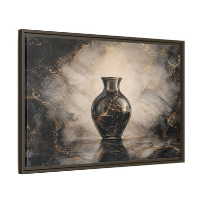 Side Mockup 11. Abstract Vase Black Gold Marble shown as stretched canvas wall art