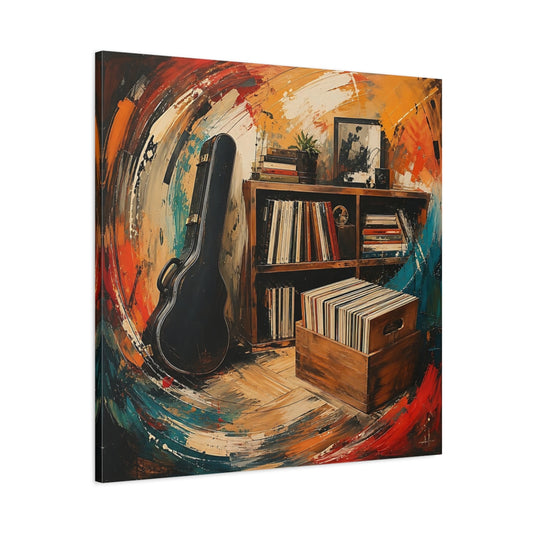 Main Mockup. Abstract Vinyl Records Vibrant Abstract shown as canvas print