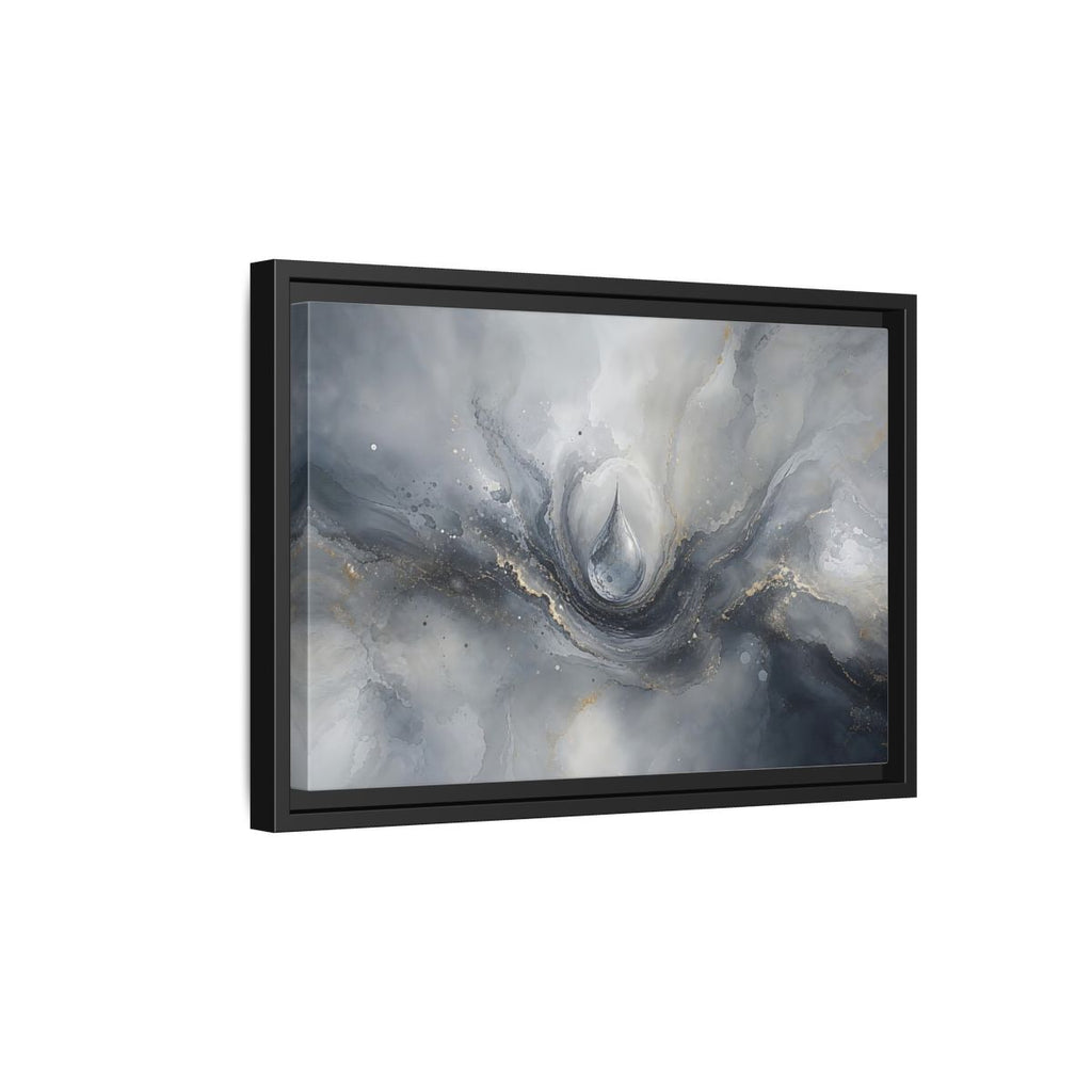 Side Mockup 6. Abstract Water Drop Gray And Gold shown as stretched canvas wall art