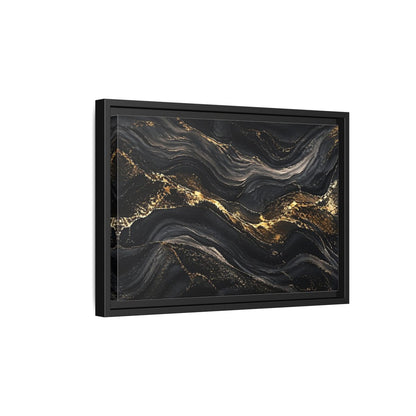Side Mockup 6. Abstract Abstract Waves Black And Gold shown as stretched canvas wall art