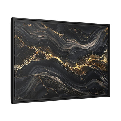 Side Mockup 13. Abstract Abstract Waves Black And Gold shown as stretched canvas wall art