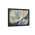 Side Mockup 6. Abstract Abstract Waves Blue And Gold shown as stretched canvas wall art