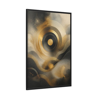 Side Mockup 12. Abstract Abstract Waves Gold And Black shown as stretched canvas wall art