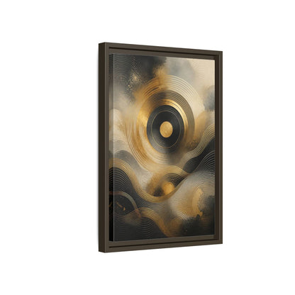 Side Mockup 5. Abstract Abstract Waves Gold And Black shown as stretched canvas wall art