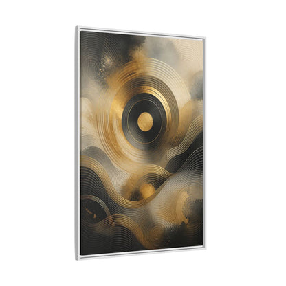 Side Mockup 7. Abstract Abstract Waves Gold And Black shown as stretched canvas wall art