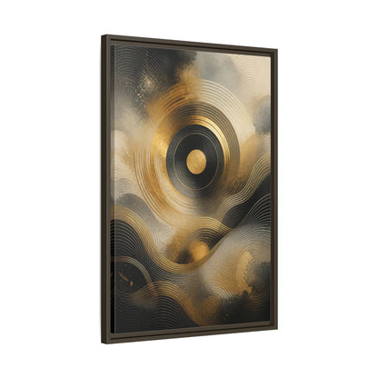 Side Mockup 11. Abstract Abstract Waves Gold And Black shown as stretched canvas wall art