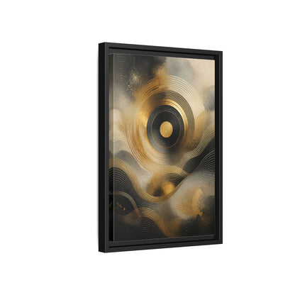 Side Mockup 6. Abstract Abstract Waves Gold And Black shown as stretched canvas wall art