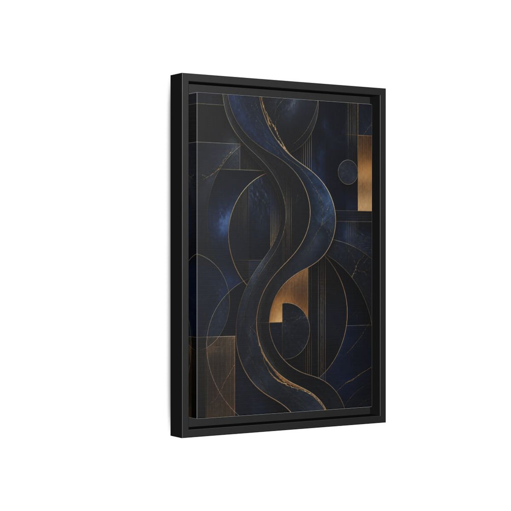 Side Mockup 6. Abstract Abstract Waves Navy Gold Abstract shown as stretched canvas wall art