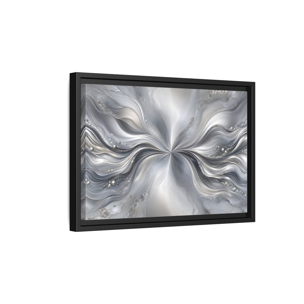 Side Mockup 6. Abstract Abstract Waves Silver Abstract shown as stretched canvas wall art