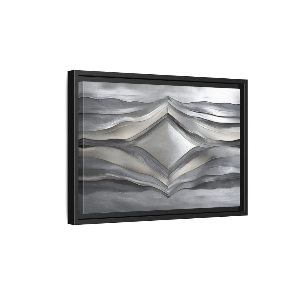 Side Mockup 6. Abstract Abstract Waves Silver Metallic Waves shown as stretched canvas wall art