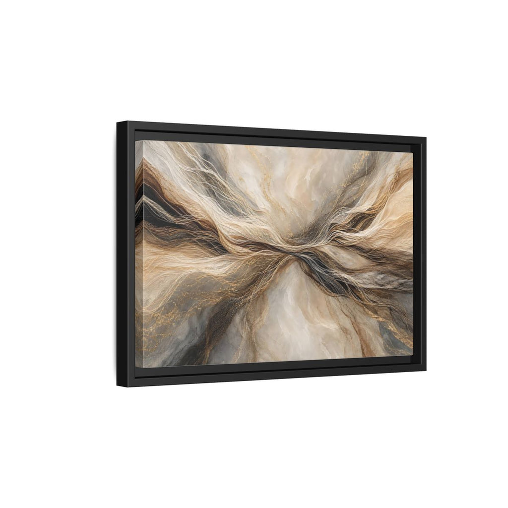 Side Mockup 6. Abstract Wavy Lines Brown And Gold Abstract shown as stretched canvas wall art