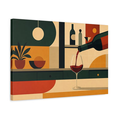 Side Mockup 3. Abstract Wine Geometric Wine Still Life shown as stretched canvas wall art