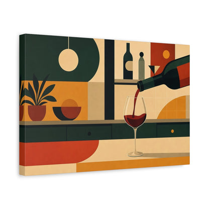 Side Mockup 4. Abstract Wine Geometric Wine Still Life shown as stretched canvas wall art