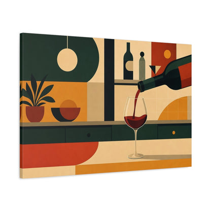 Main Mockup. Abstract Wine Geometric Wine Still Life shown as stretched canvas wall art