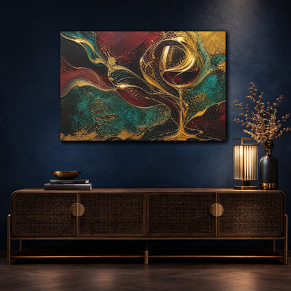 Mockup 4. Abstract Wine Glass Elegance shown as canvas print