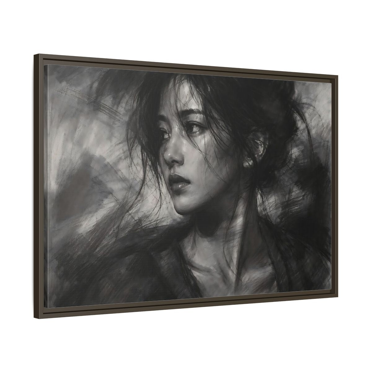 Main Mockup. Abstract Woman Monochrome Woman Portrait shown as stretched canvas wall art