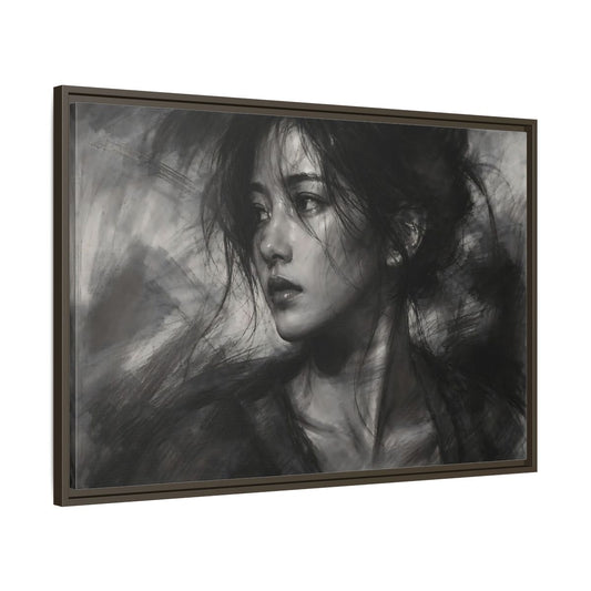 Main Mockup. Abstract Woman Monochrome Woman Portrait shown as stretched canvas wall art