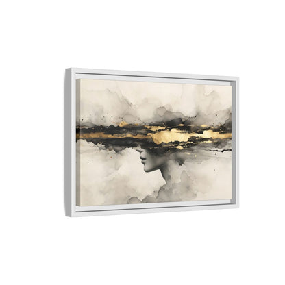 Side Mockup 4. Abstract Woman Profile Black Gold Abstract shown as stretched canvas wall art
