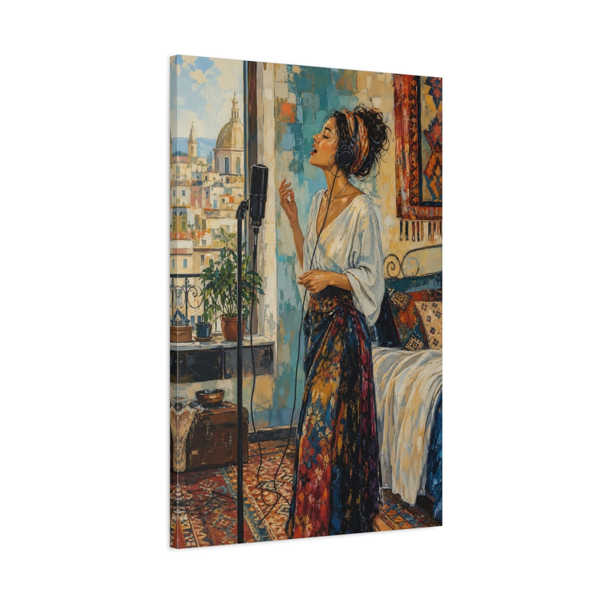 Main Mockup. Abstract Woman Singing Bohemian Woman shown as canvas print