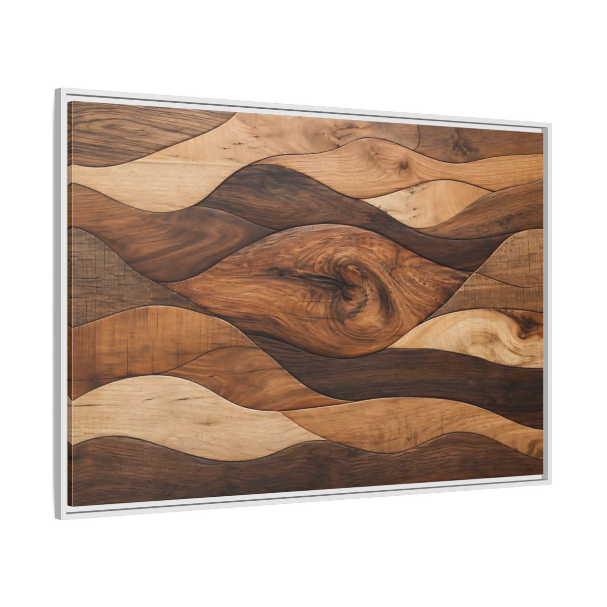 Side Mockup 7. Abstract Wood Grain Brown Wood Pattern shown as stretched canvas wall art