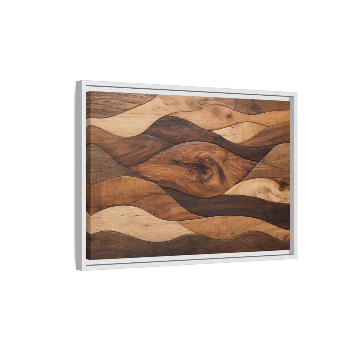 Side Mockup 1. Abstract Wood Grain Brown Wood Pattern shown as stretched canvas wall art