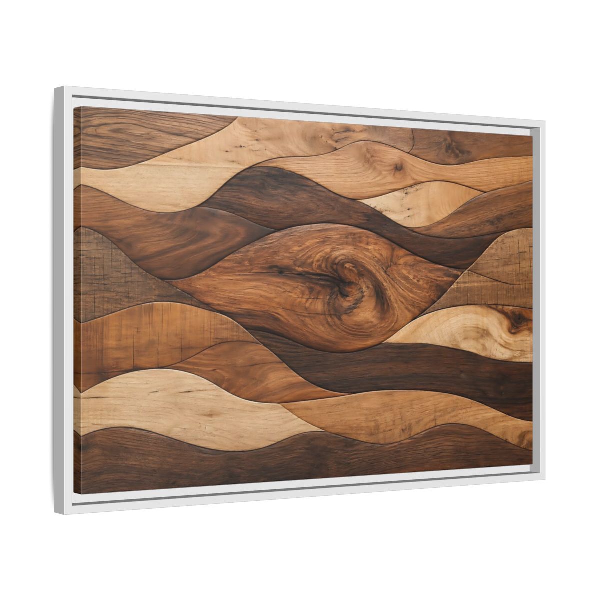 Side Mockup 10. Abstract Wood Grain Brown Wood Pattern shown as stretched canvas wall art