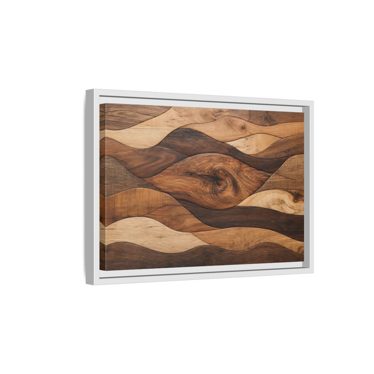 Side Mockup 4. Abstract Wood Grain Brown Wood Pattern shown as stretched canvas wall art