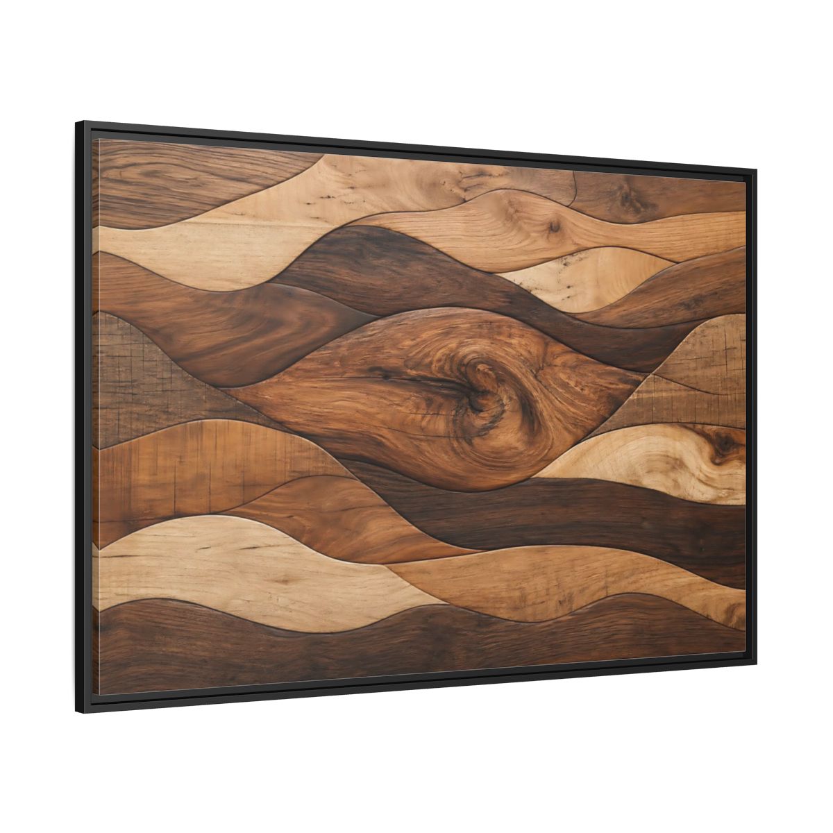 Side Mockup 12. Abstract Wood Grain Brown Wood Pattern shown as stretched canvas wall art