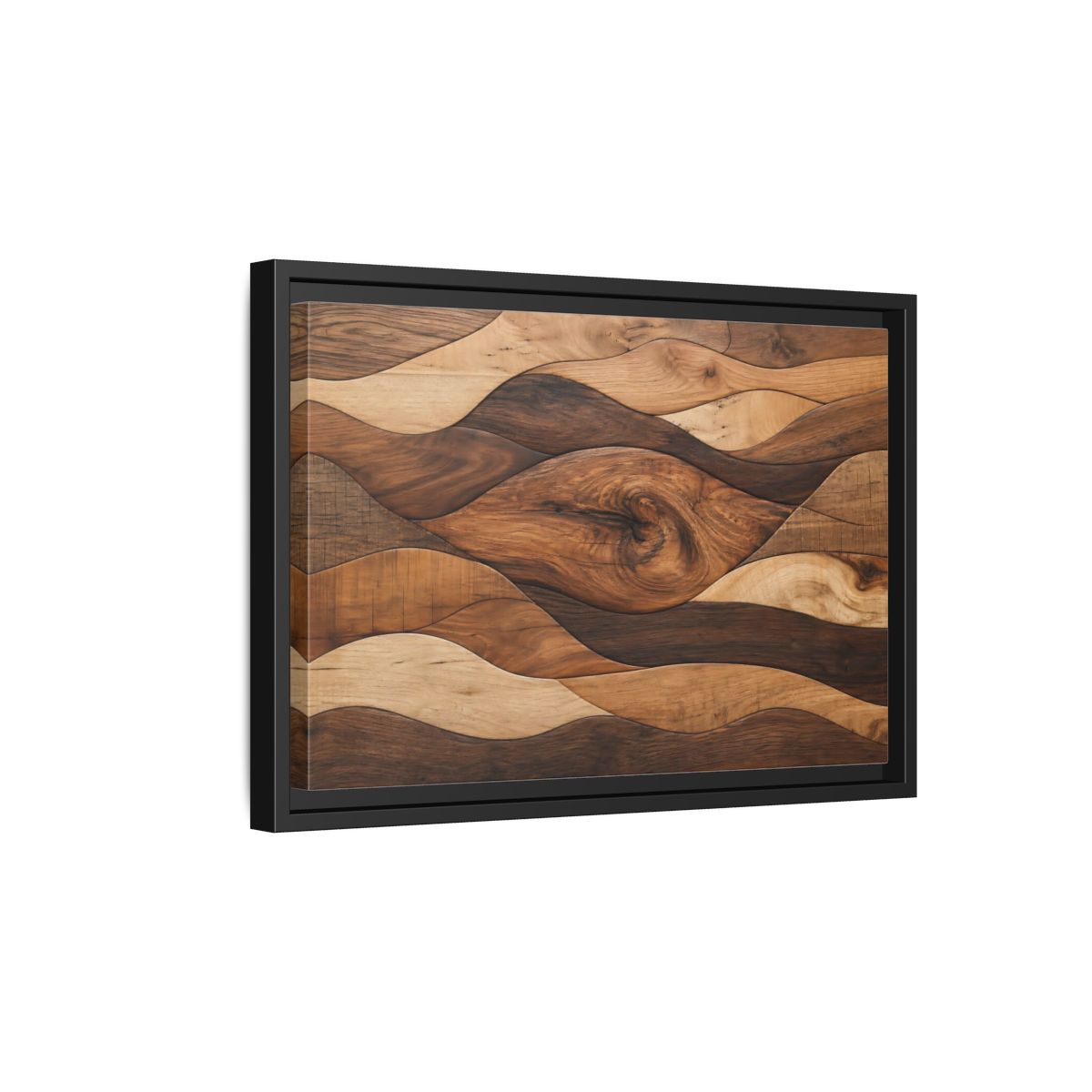 Side Mockup 6. Abstract Wood Grain Brown Wood Pattern shown as stretched canvas wall art