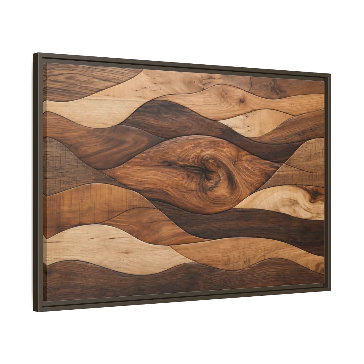 Main Mockup. Abstract Wood Grain Brown Wood Pattern shown as stretched canvas wall art