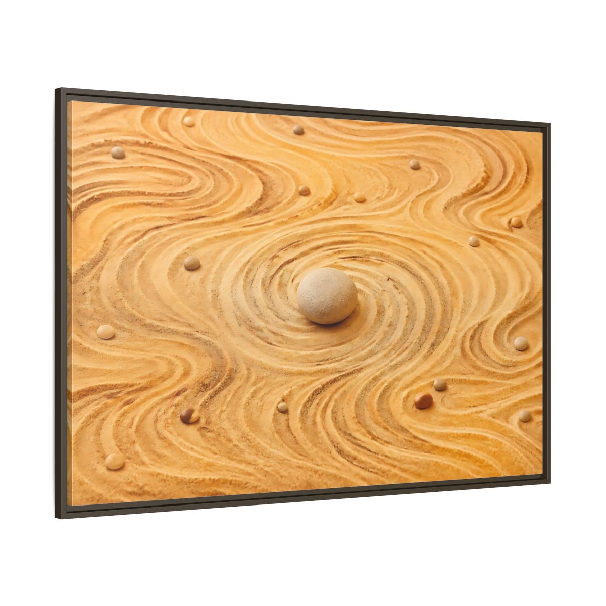 Side Mockup 8. Abstract Zen Garden Zen Sand Art shown as stretched canvas wall art