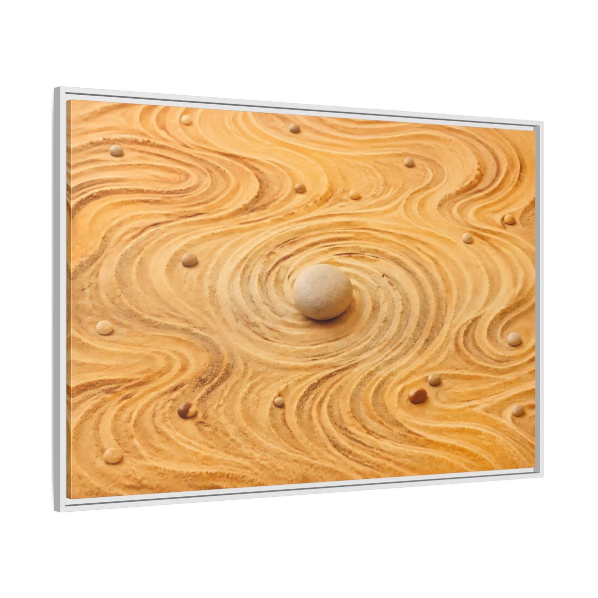 Side Mockup 7. Abstract Zen Garden Zen Sand Art shown as stretched canvas wall art