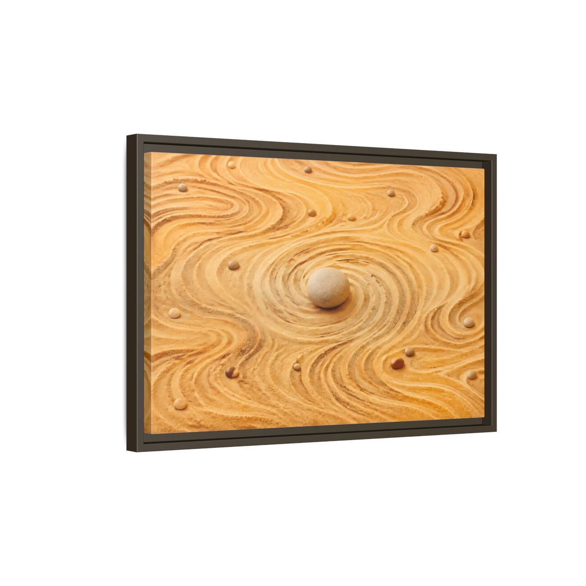 Side Mockup 2. Abstract Zen Garden Zen Sand Art shown as stretched canvas wall art