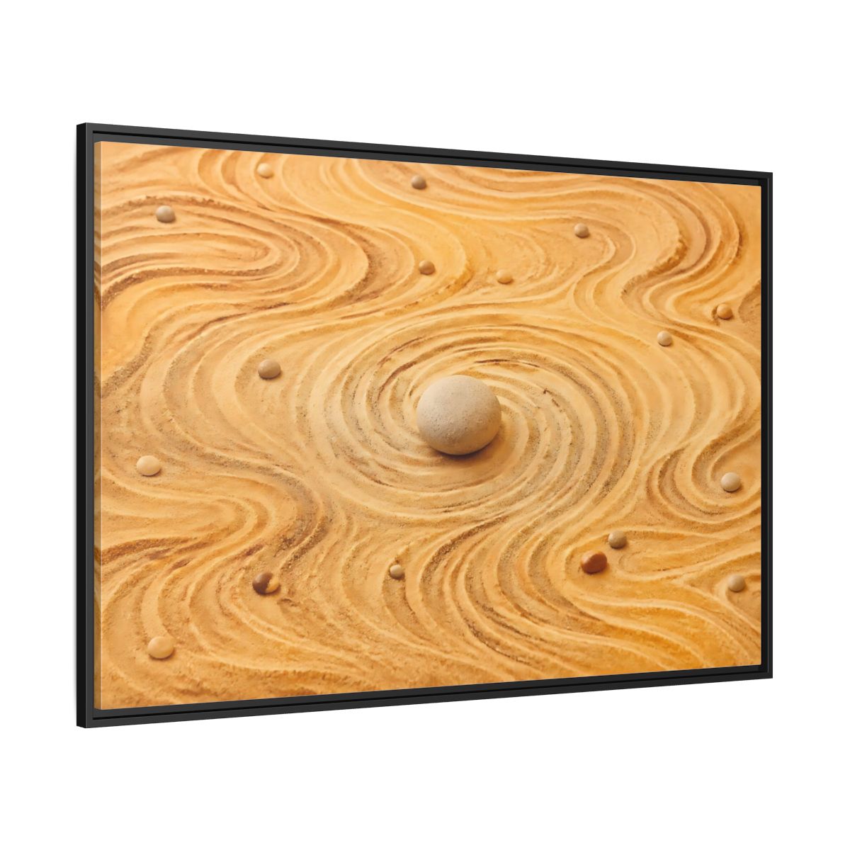 Side Mockup 12. Abstract Zen Garden Zen Sand Art shown as stretched canvas wall art