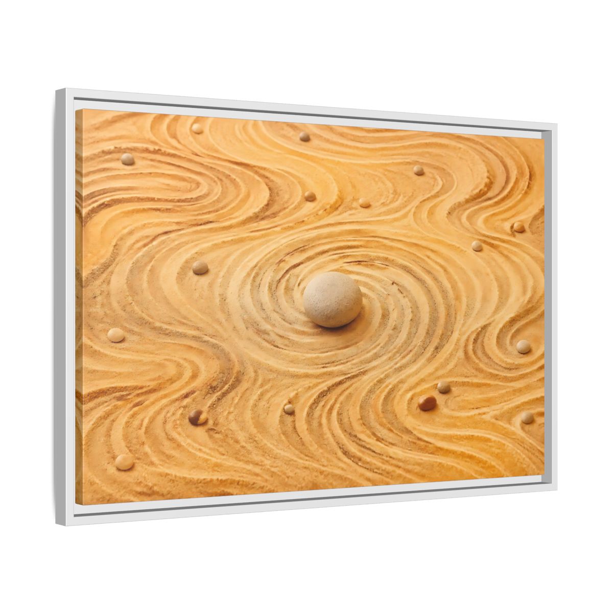 Side Mockup 10. Abstract Zen Garden Zen Sand Art shown as stretched canvas wall art