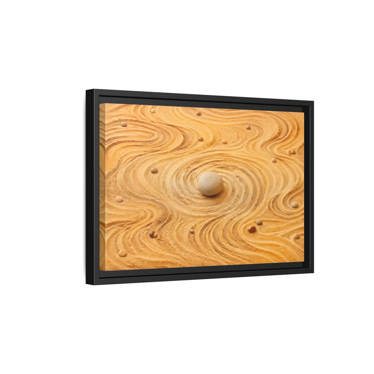 Side Mockup 6. Abstract Zen Garden Zen Sand Art shown as stretched canvas wall art