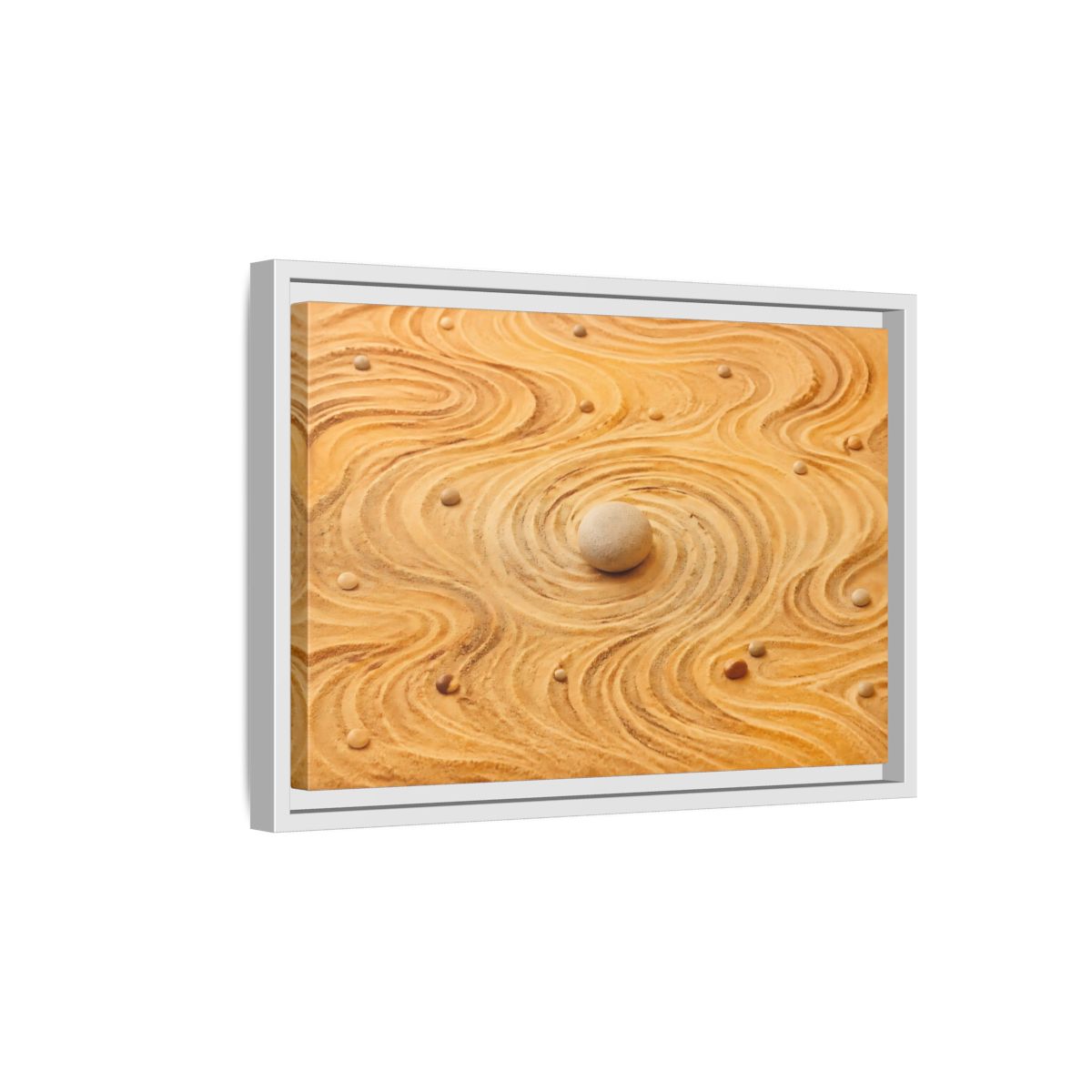 Side Mockup 4. Abstract Zen Garden Zen Sand Art shown as stretched canvas wall art