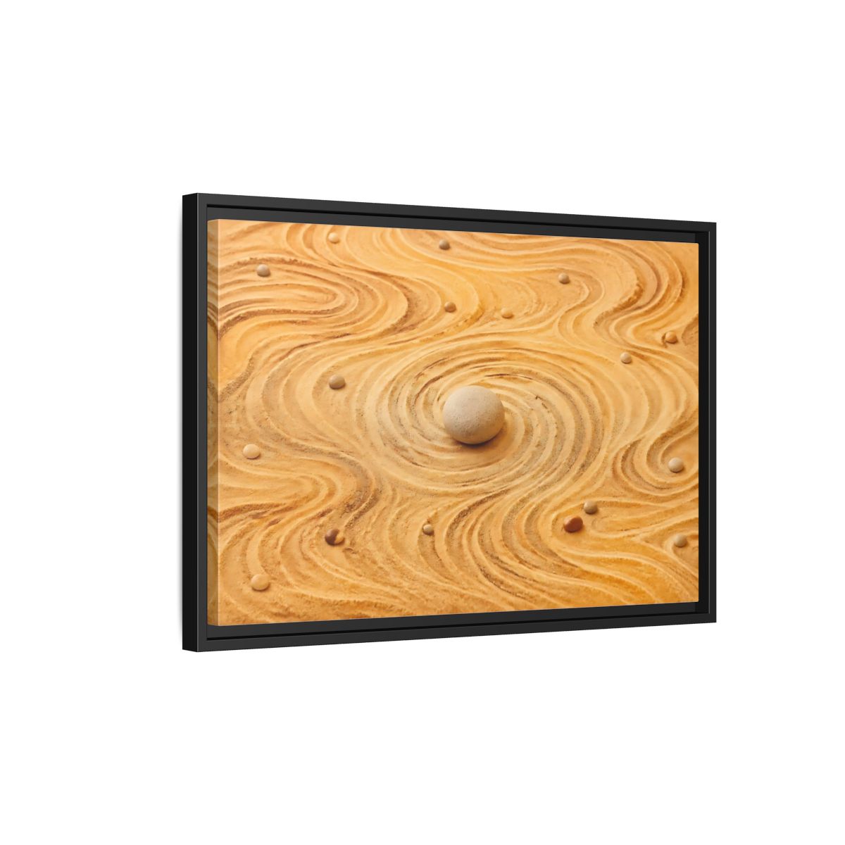 Side Mockup 3. Abstract Zen Garden Zen Sand Art shown as stretched canvas wall art