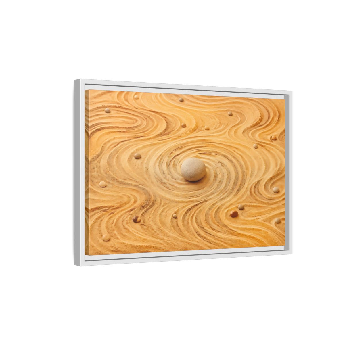 Side Mockup 1. Abstract Zen Garden Zen Sand Art shown as stretched canvas wall art