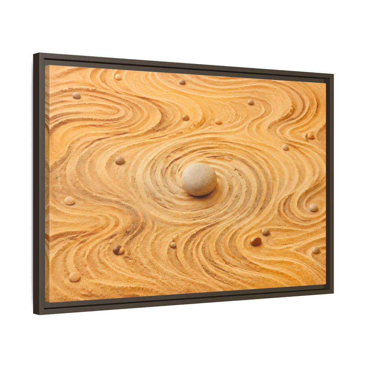 Side Mockup 11. Abstract Zen Garden Zen Sand Art shown as stretched canvas wall art