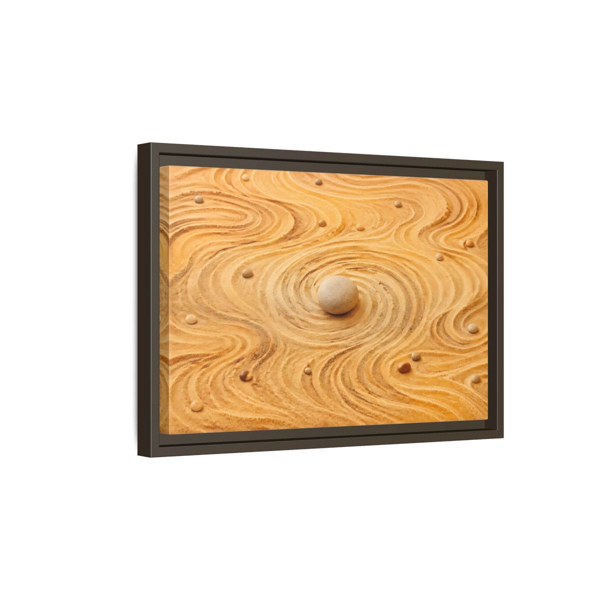 Side Mockup 5. Abstract Zen Garden Zen Sand Art shown as stretched canvas wall art