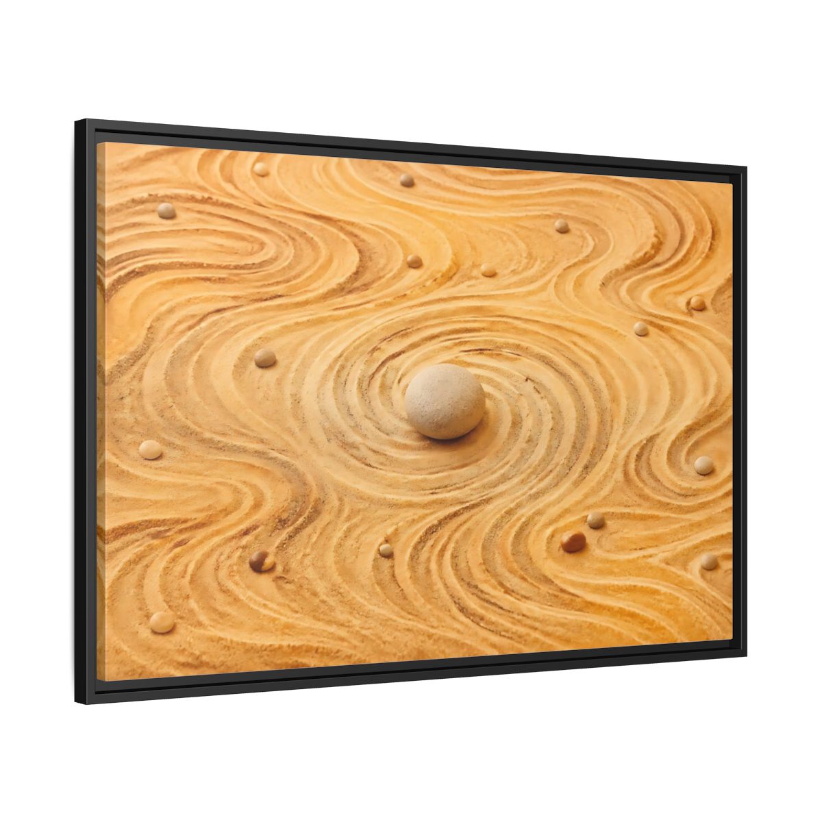 Side Mockup 13. Abstract Zen Garden Zen Sand Art shown as stretched canvas wall art