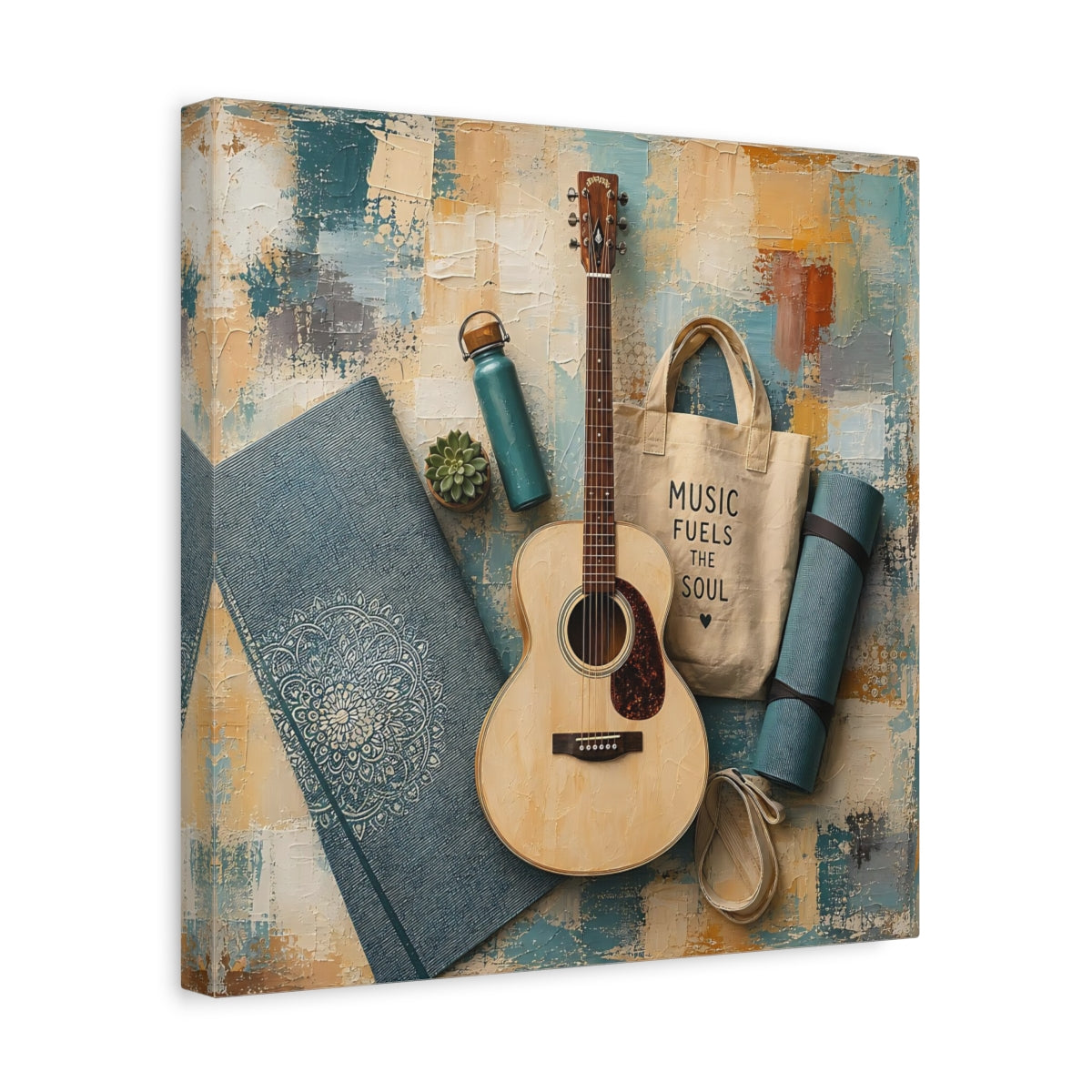 Side Mockup 7. Acoustic & Yoga Essentials shown as canvas print