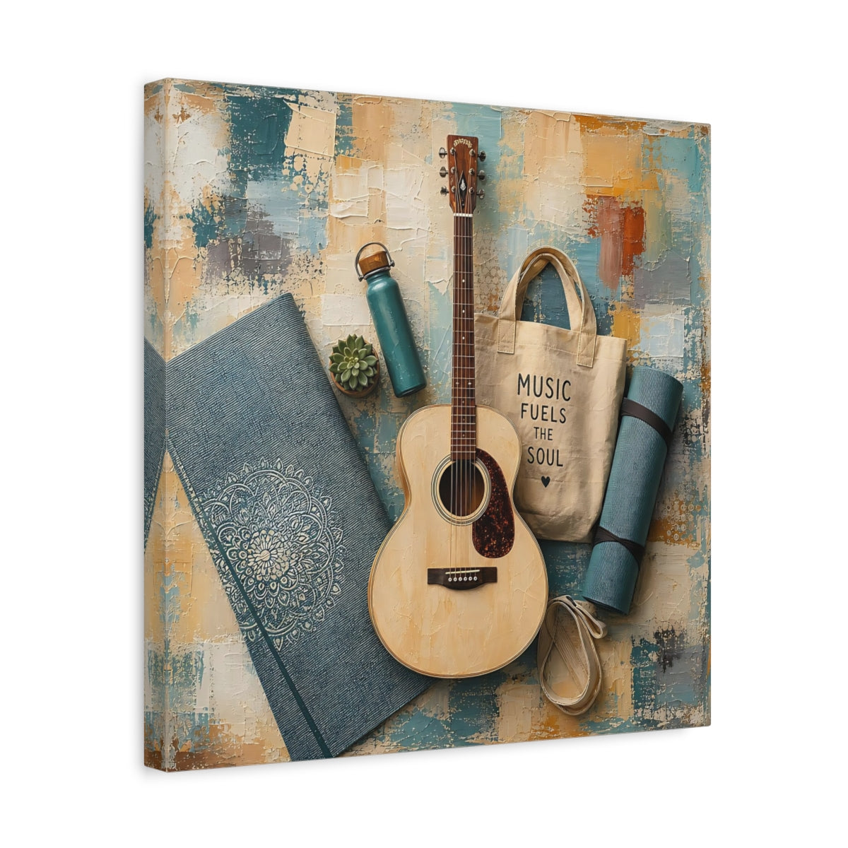 Side Mockup 6. Acoustic & Yoga Essentials shown as canvas print