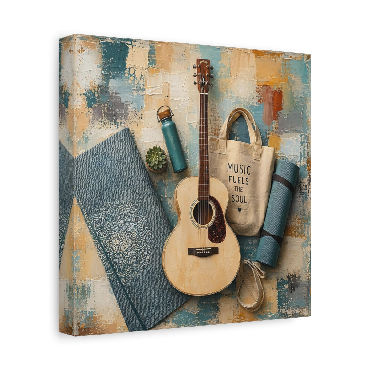 Side Mockup 9. Acoustic & Yoga Essentials shown as canvas print