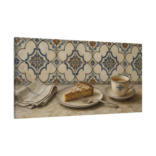 Main Mockup. Almond Tart And Tea shown as canvas print